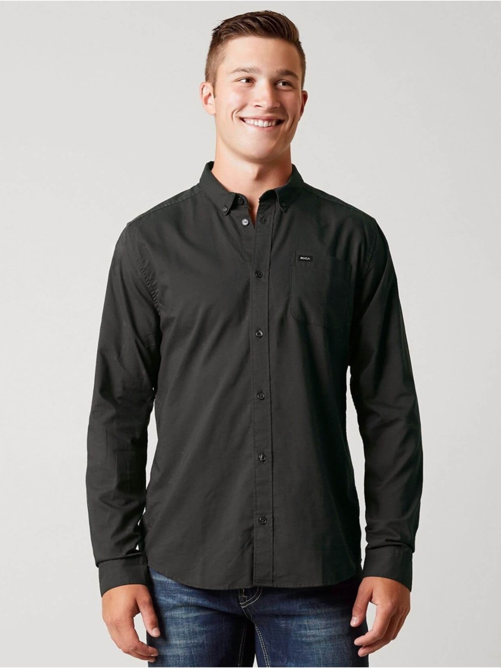 RVCA Men’s That’ll Do Pirate Black Button-Down Shirt